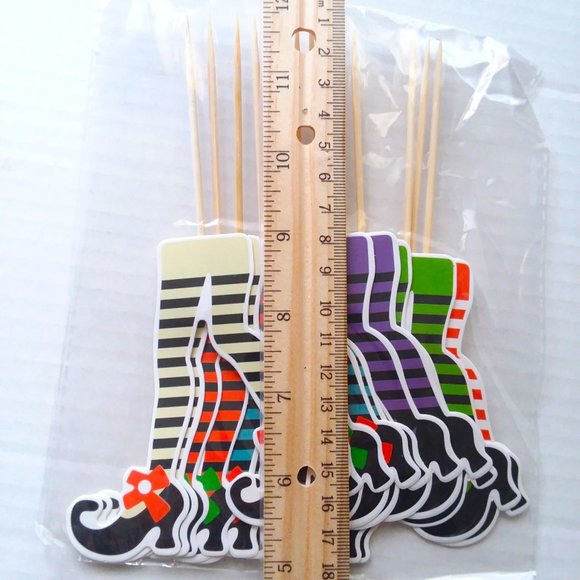 Halloween CupCake Toppers Witch Legs Cake Party Decoration Funny Whimsical NEW - Picture 5 of 5